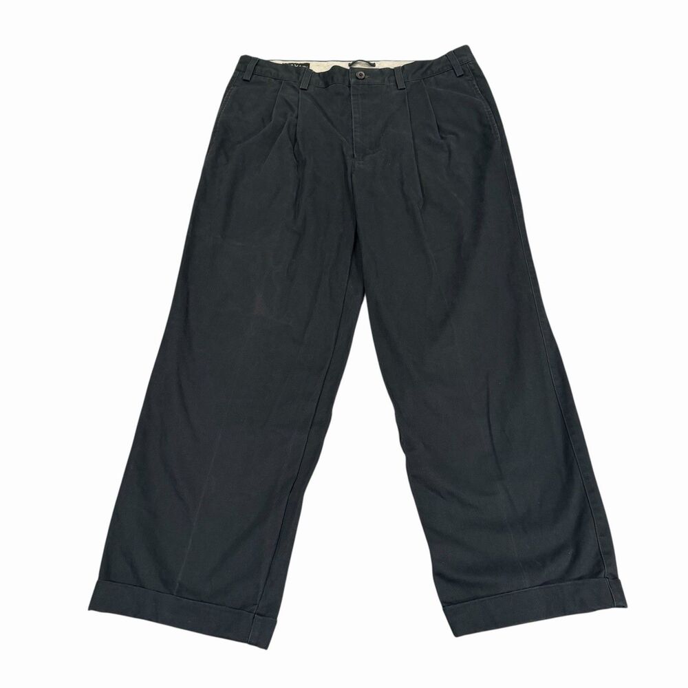 Orvis Pants Khaki 8K57 Ultimate Pleated Size 36 Mens Chino‎ Dark Gray Flip Cuff